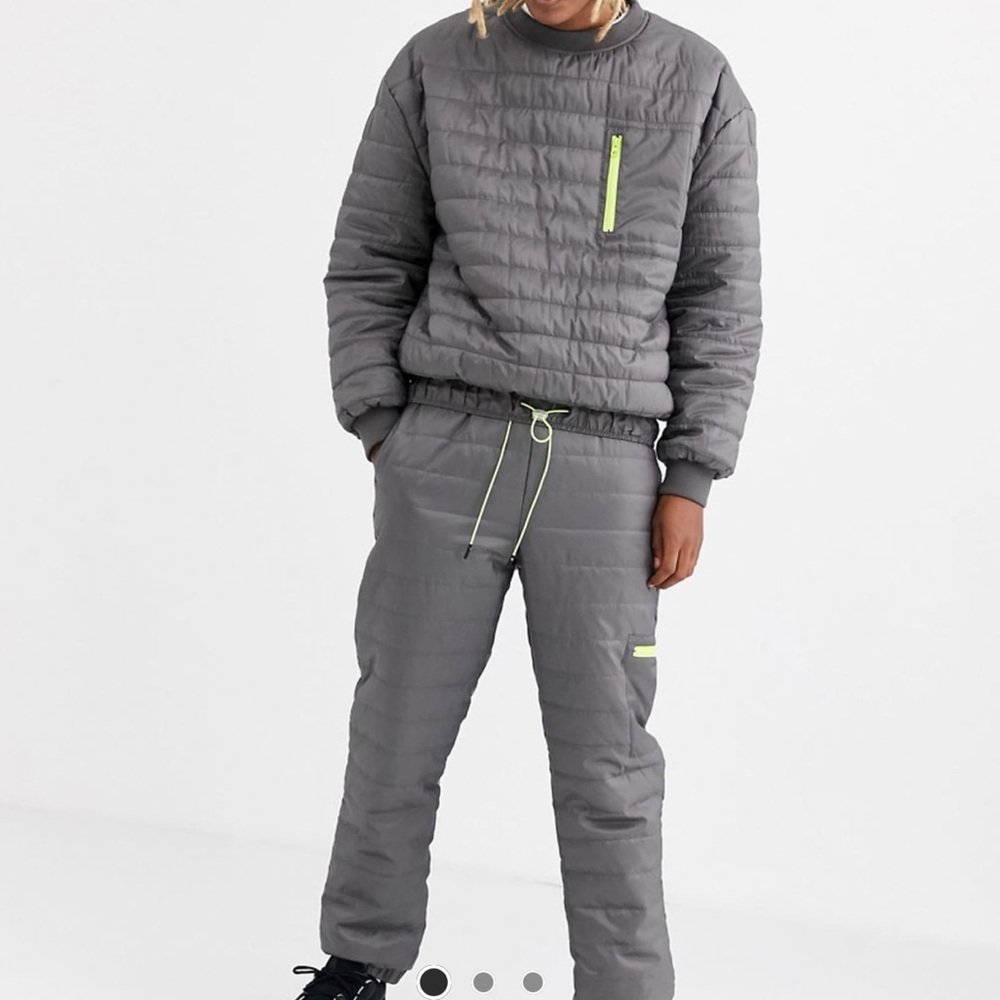 COLLUSION Gray Quilted Jogger Set